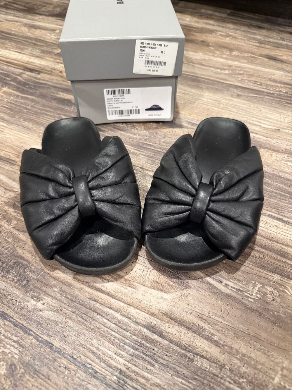 Balenciaga Black Bow Slide Sandals